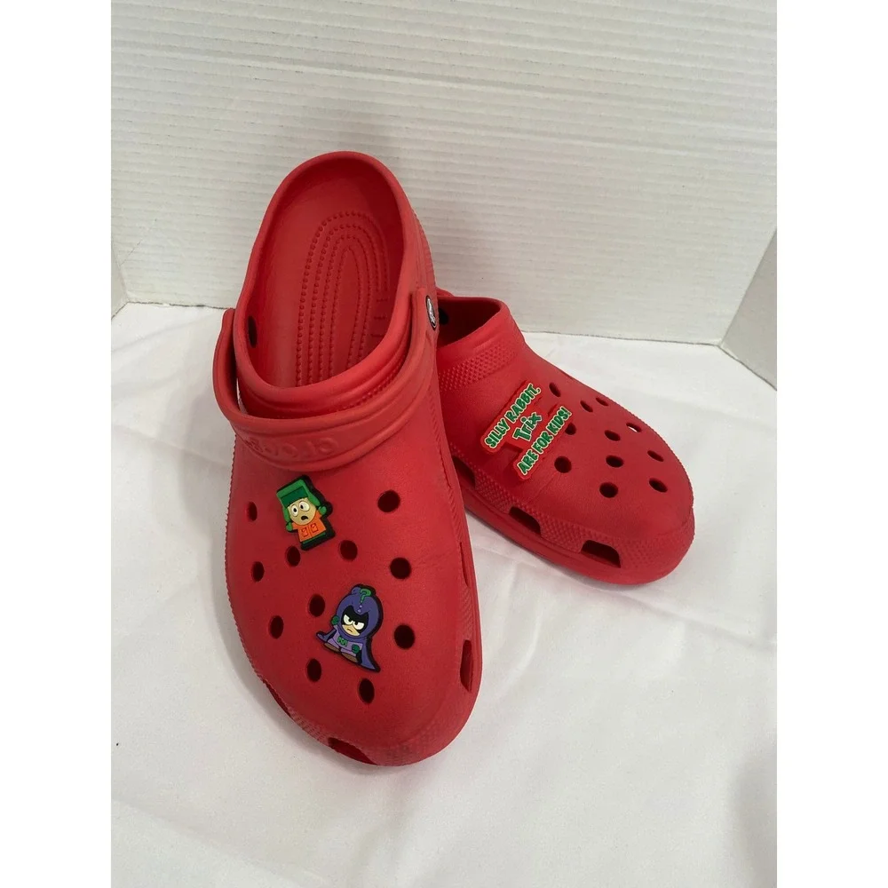 Crocs Classic Clogs Men 12 Red South Park Trix Jibbitz Charms Comfort Shoes